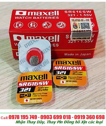 Maxell SR616SW-Pin 321; Pin đồng hồ 1.55v Silver Oxide Maxell SR616SW /321 (Loại vỉ 01viên)